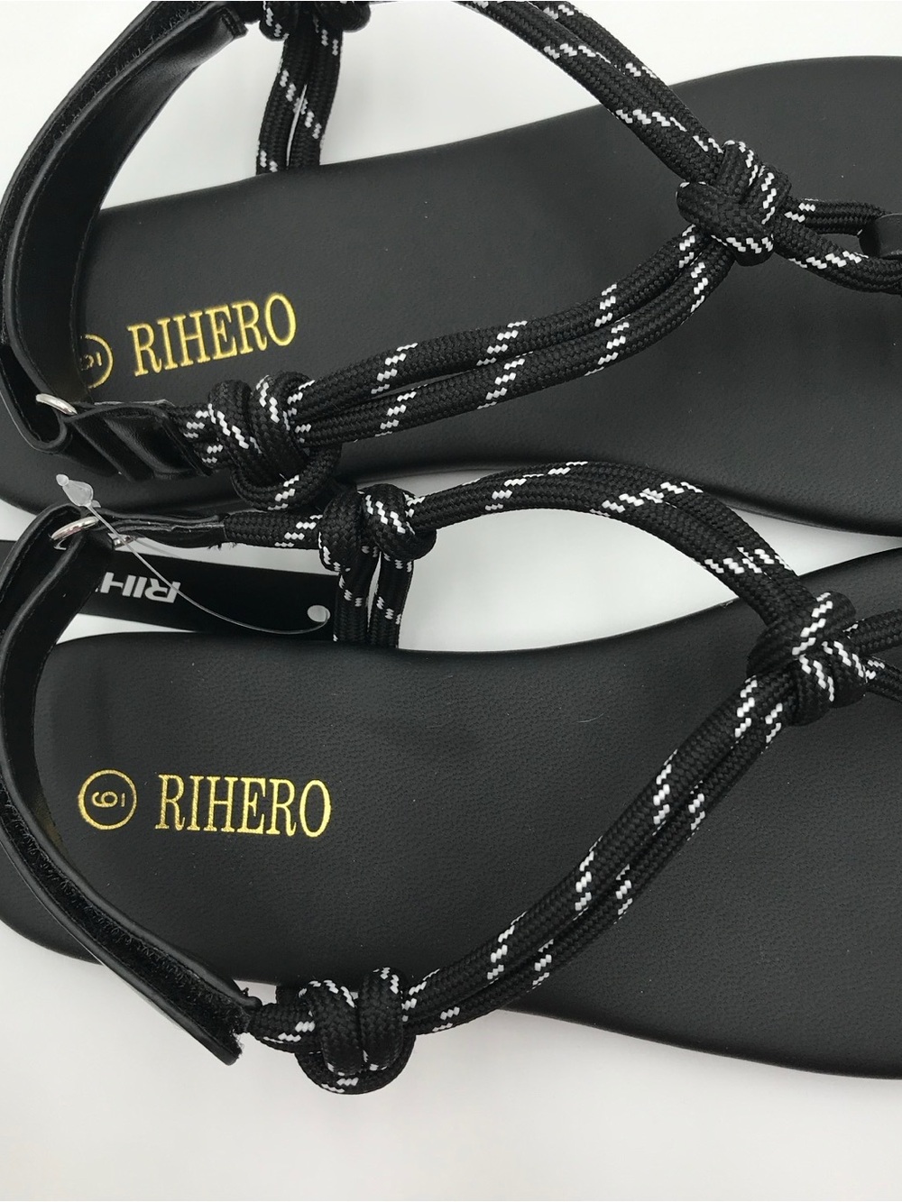 BNWT Rihero Black Rope Sandals - Picture 7 of 12